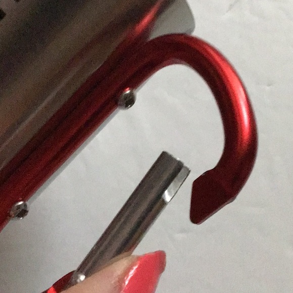 Bay Island Silver Stainless Steel Red Carabiner Handle American Flag Mug NWOT - Picture 7 of 12